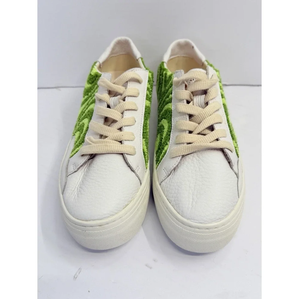 Soludos Ibiza Platform Sneakers Women's 8.5 Green Terry Swirl Leather